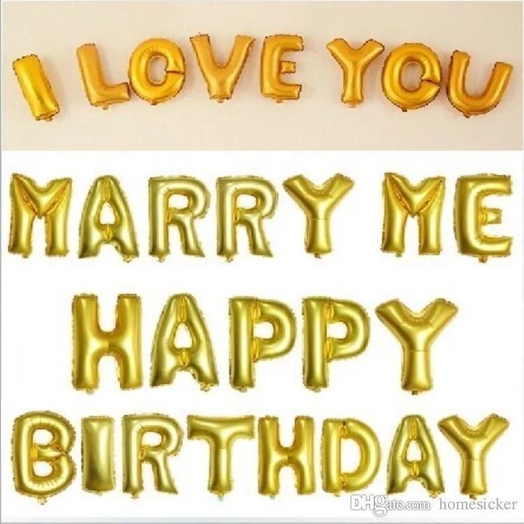 16inch Gold Foil Letter Alphabet Balloon Happy Birthday Party Balloons Wedding Decoration Kids Toys Baby Shower Air Balloon