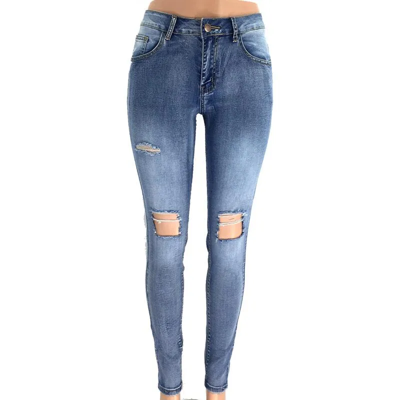 Damenjeans 2023 Damen Denim Ripped Destroyed Slouchy High Waist Boyfriend Distressed Slim Fit Bleistifthose Röhrenhose