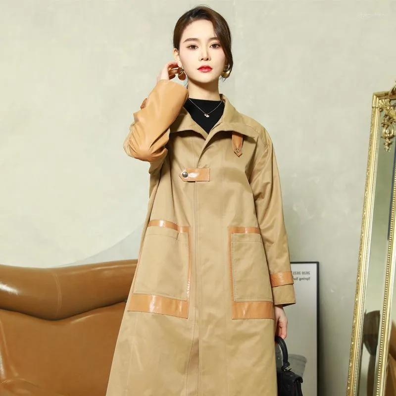 Damesleer 2023 Dames echte jas Koreaanse dames slanke schapenvacht windjas jas mode dames chaquetas lq