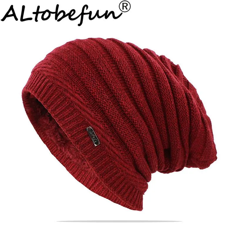 Beanies Beanie/Skull Caps Altobefun Men冬の暖かい帽子のための屋外ウールの女性編み頭蓋