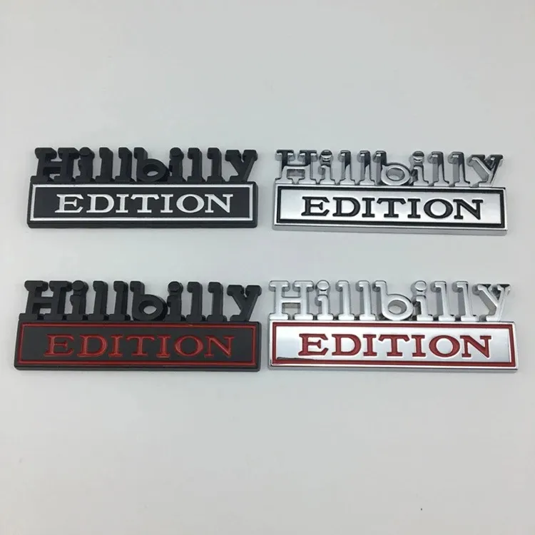 Party Decoration 1PC HILLBILLY EDITION Car Sticker For Auto Truck 3D Badge Emblem Decal Auto Accessories 8x3.1cm Wholesale