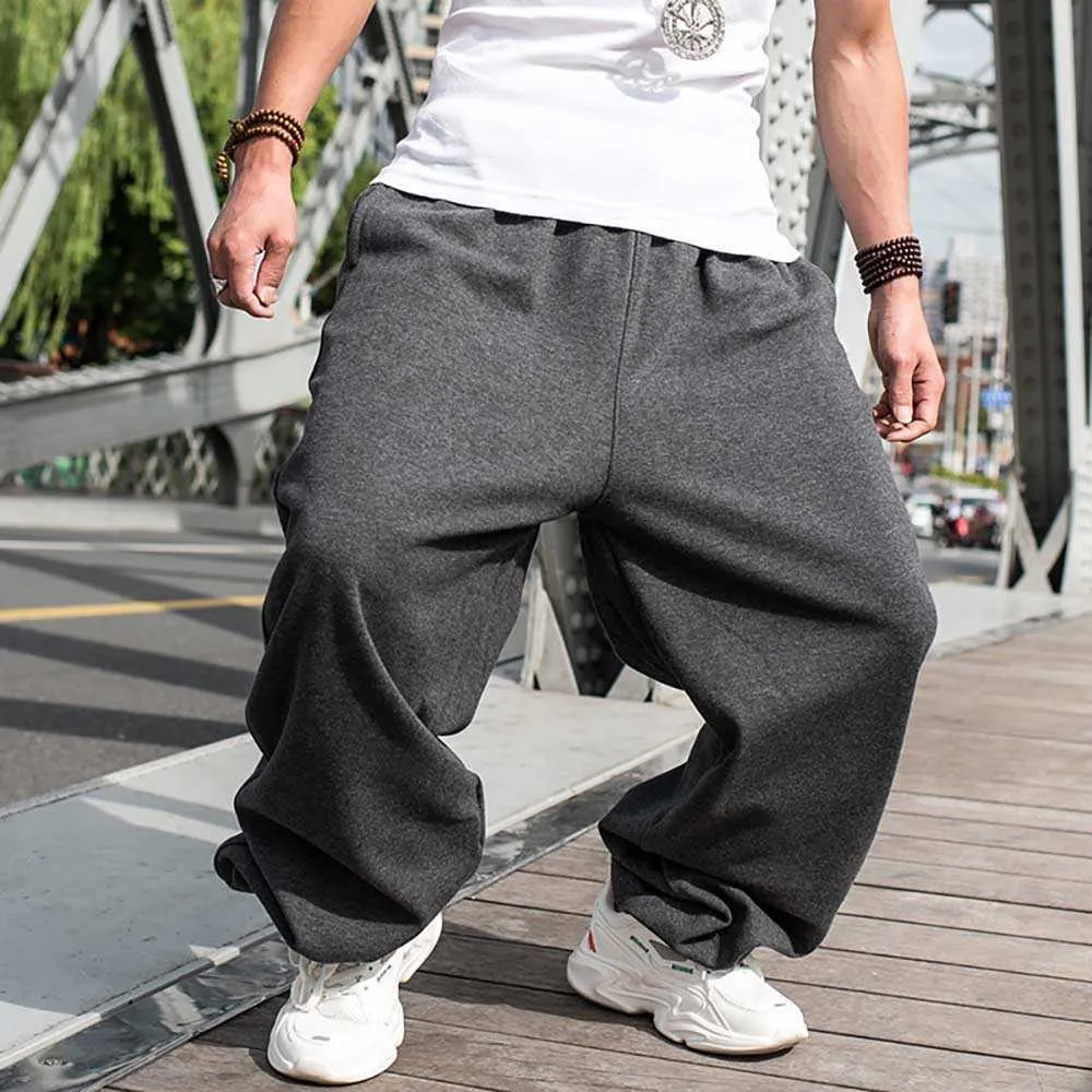 Plus Size Mens Warm Fleece Hiphop Harem Baggy Jogger Pants Casual Sweatpants  With Wide Leg And Loose Fit Streetwear Clothing Z0225 From Make07, $35.86