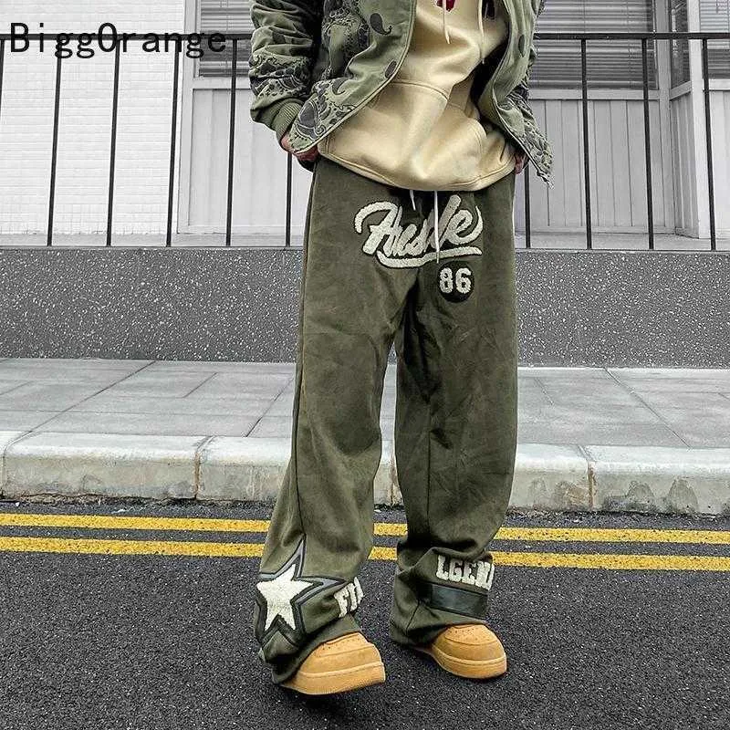 Men's Pants Men Women Casual Pants New Trendy Brand American Street Embroidery Loose Sweatpants hiphop Couple Casual Fashion Trousers Tide Z0225