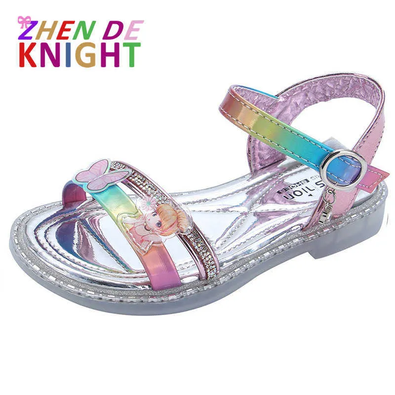 Sandales Sandales pour enfants filles 2022 été nouveau nœud dessin animé princesse chaussures fond souple décontracté sport chaussures de plage taille 2636 Z0225