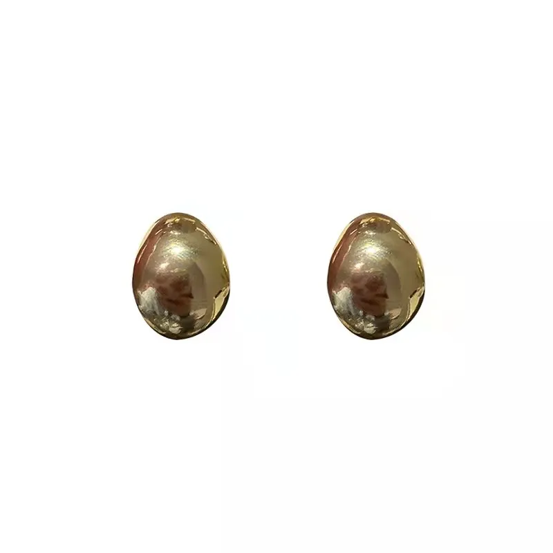 Fashion Metal Glossy Semi-circle Brass Stud Earrings Ladies Niche Gold Silver Earring 925 Jewelry Accessories