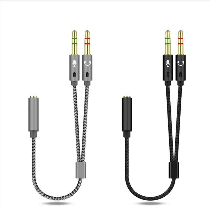 3.5mm Audio Splitter Jack Plug Male to Aux Female Microphone