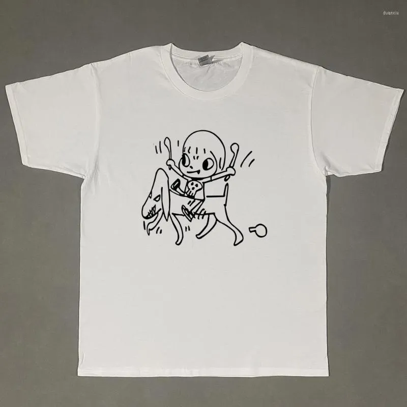 Męskie koszule yoshitomo nara śmieszne anime t-shirt bawełna męska koszula koszulka