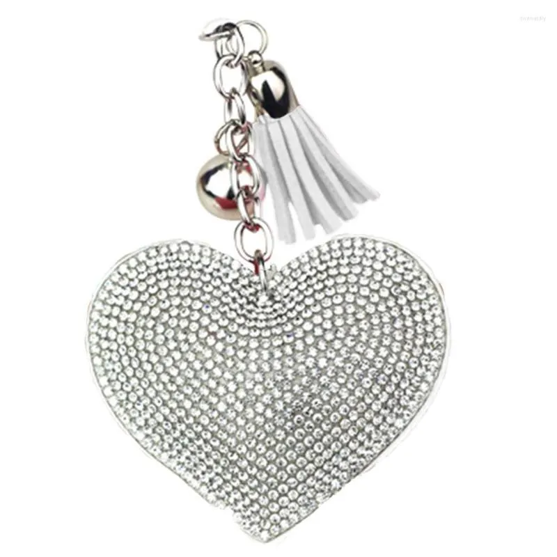 Keychains Faux Leather Velvet Love Heart Pendant Car Key Chain Holder Bag Hanging Ornament