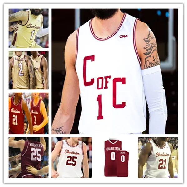 NCAA Charleston Cougars College Basketball Jersys Dalton Bolon Pat Robinson III Ante Brzovic Reyne Smith Ryan Larson Benhon Raekwon Horton Jaylon Scott 4xl