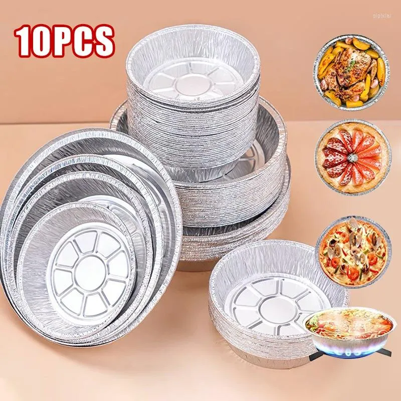 Bowls 10Pcs 6/7/8Inch Oil-proof Aluminium Foil Box Air Fryer BBQ Grill Available No Wash Tableware Kitchen Baking Tools