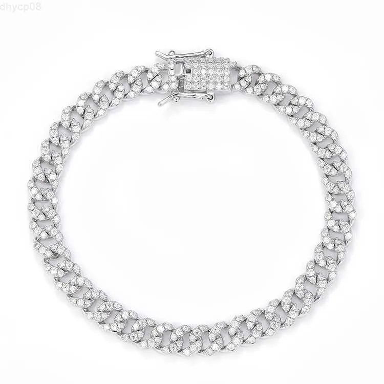 Designer Jewelry RTS Bracciale di gioielleria di moda 6mm 10mm larghe 925 braccialet argento set D Colore Moissanite Diamond Cuban Link Catena