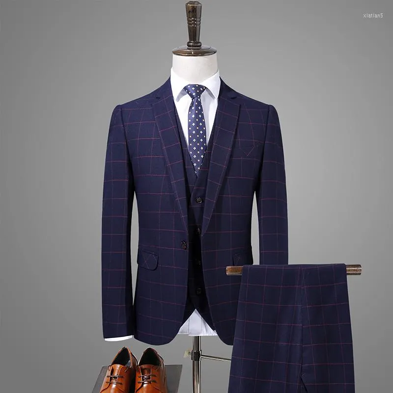 Men's Suits Wedding Men 2023 Arrival High Quality Single Breasted Plaid Casual Suit Gentleman Designers Men's Business 8908