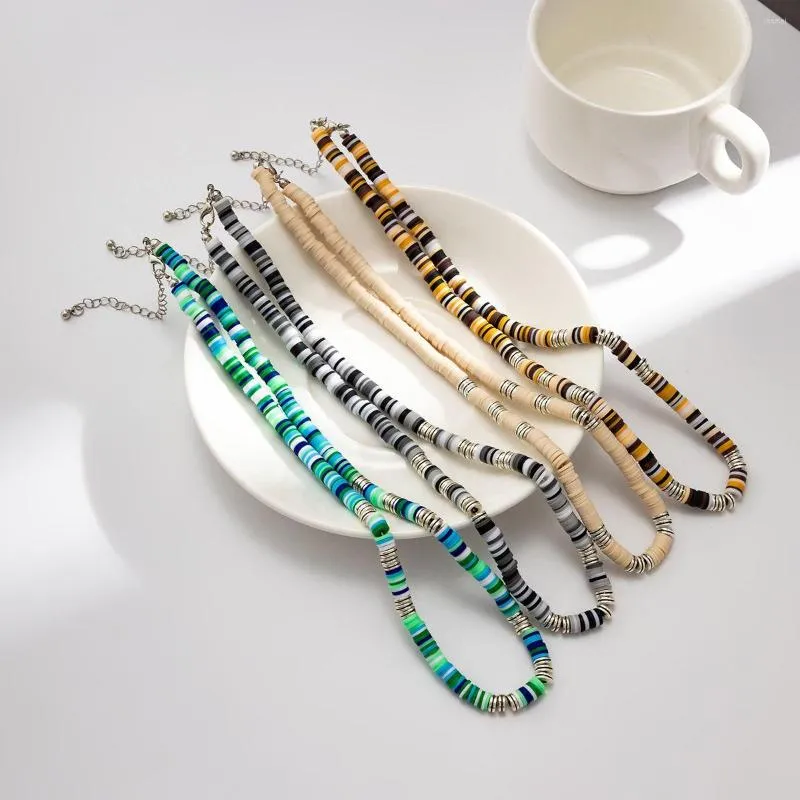 Tour de cou Style bohème Boho coloré femmes clavicule chaîne hommes collier doux poterie hommes bijoux perle