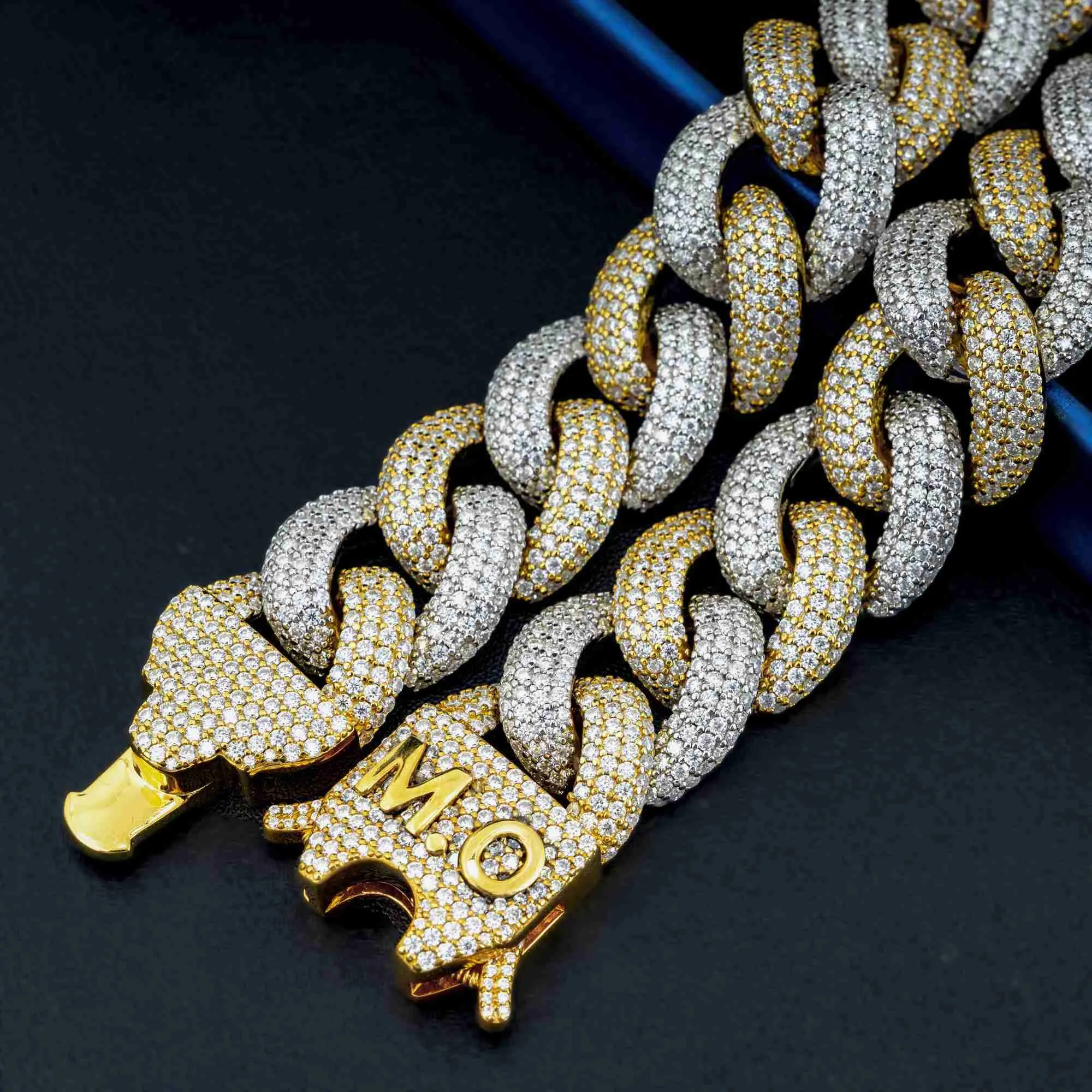 Jóias de gemas de jóias de gemas de hip hop estilo cubano moissanite miami em 925 prata passa diamante teste vvs moissanite cuban link cadeia