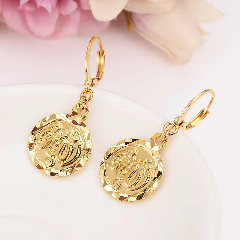 Charm african Arab Dubai Coin Earrings Gold Color Jewelry Ancient Coins Vintage Accessory for Women / Girls kids party jewelry gift G230225