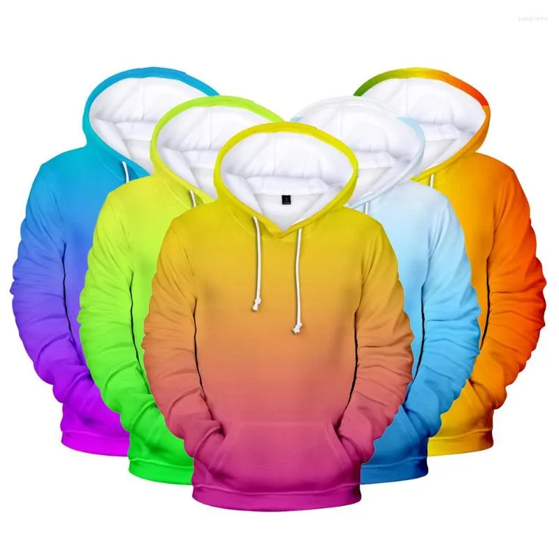 Men's Hoodies 3D Men Women Sweatshirts Custom Colourful Gradient Hooded Solid Color Boy/Girls Polluver Winter Cap Coats