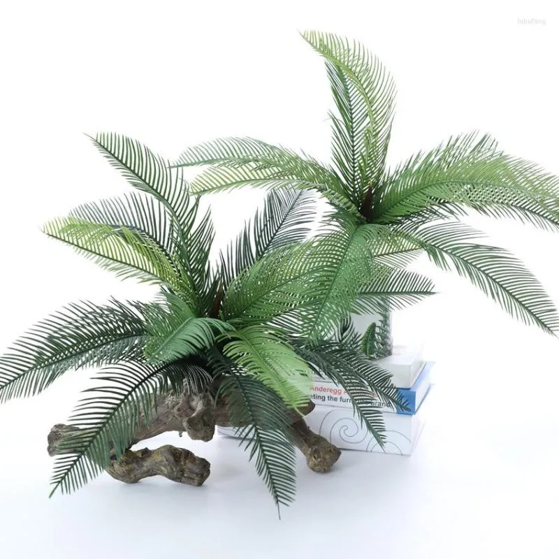 Dekorativa blommor konstgjorda Brasilien palmträd gröna bladväxter plast krukut bonsai blad trädgård hem bröllop bord prydnader dekoration