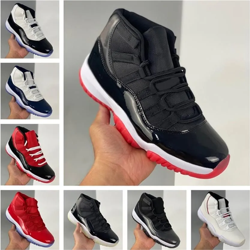 Concord 45 Bred Mens Basketball Shoes Men Women Mid Platinum Tint Xi 11s 11 Space Jam Navy Blue Red Svart Snakesskin Sports Sneakers