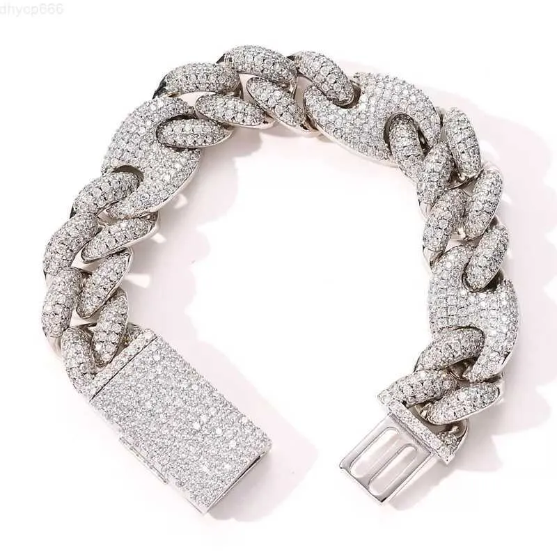 Designer Jewelry Hotsale Gems Hip Hop Silver Gold handmade luxury Moissanite Diamond Iced Out Cuban Link Bracelet