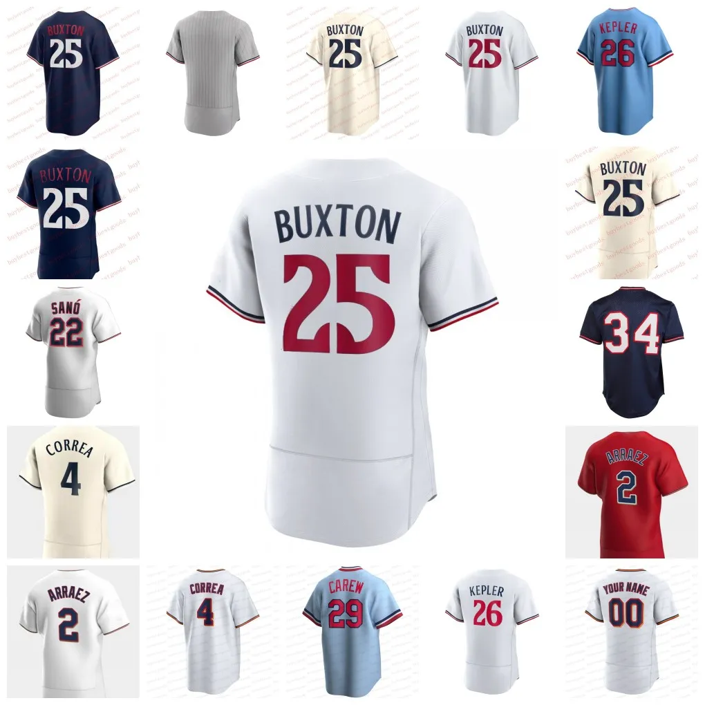 Byron Buxton Maillot de baseball Carlos Correa Jose Miranda Jorge Polanco Max Kepler Royce Lewis Jhoan Duran Joe Ryan Matt Wallner Edouard Julien Joey Gallo Joe Mauer