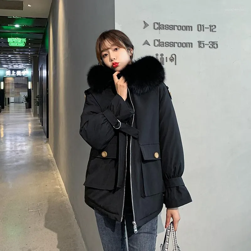 Women's Trench Coats Make Han Edition Heavy Hair Brought Down Jacket Sent To Overcome Thickening And Velvet Warm Cotton-padded Coat F