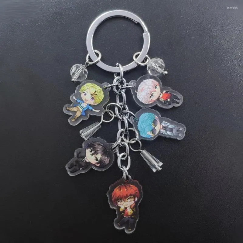 Keychains Mystic Messenger Acrylic Manual Game Anime Keychain Key Ring Transparent Flash Pagod Ball Beads Schoolbag Decoration