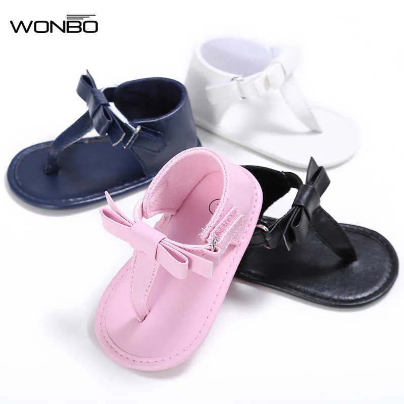 Sandals 2019 Summer PU Leather Baby Shoes Infant Toddler Boy Girls sandals Kid Big Bow Newborn baby sandals Thongs Shoes Z0225