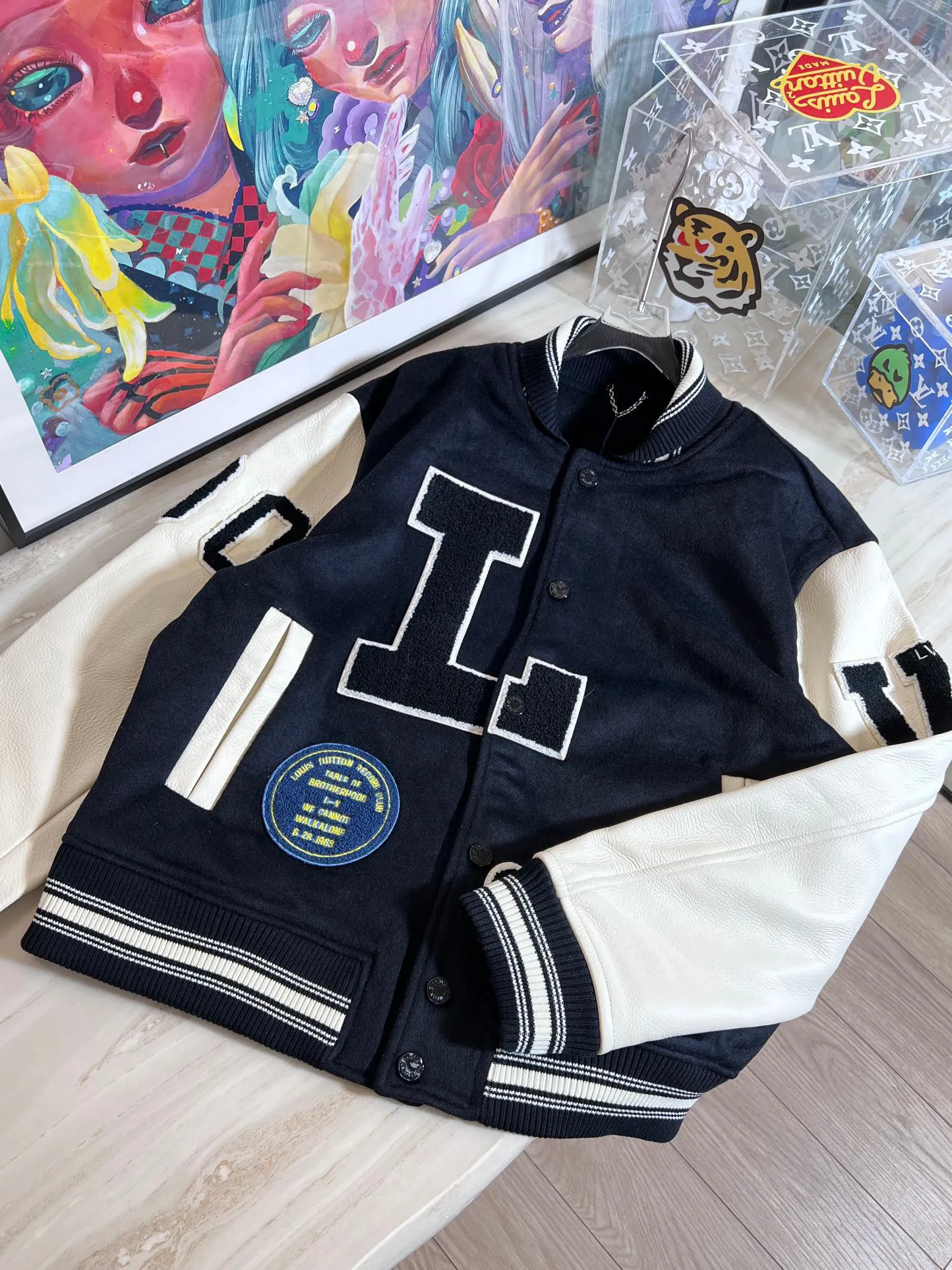 Falection23SS Big L Baseball Jacket Varsity Coat Flocking Patch Embroidery本物の革のスリーブトップファッションヒップホップRoddy Rich