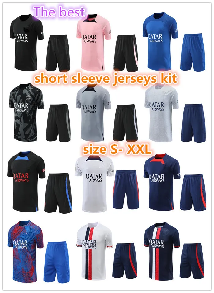 22 23 PSGs korte mouw trainingspak 2022 2023 parijs MBAPPE mannen volwassen trainingspak mouwloos Voetbal Jersey vest kit uniform chandal volwassen se