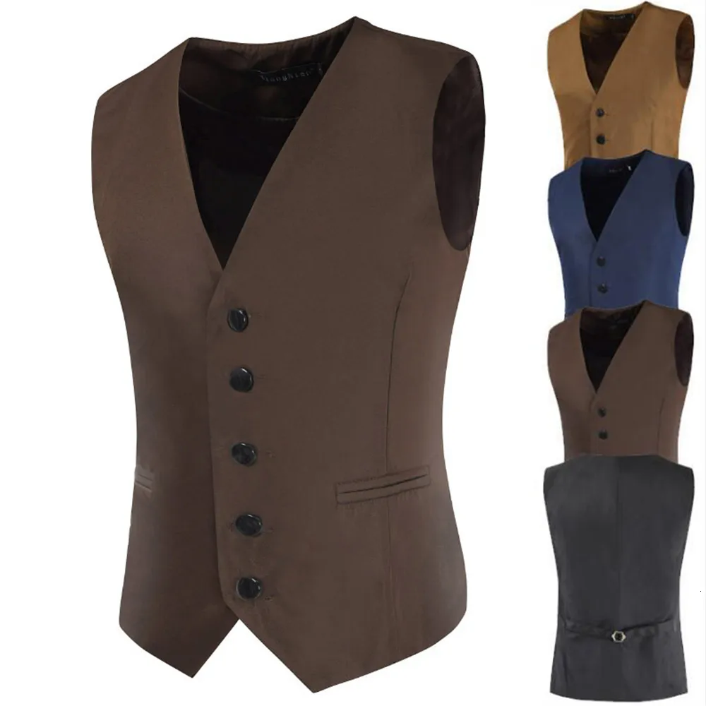 Gilets pour hommes Mode hommes formels d'affaires manteaux de mariage sans manches manteau Slim Fit robe gilet costume smoking gilet hauts veste zippée 230225