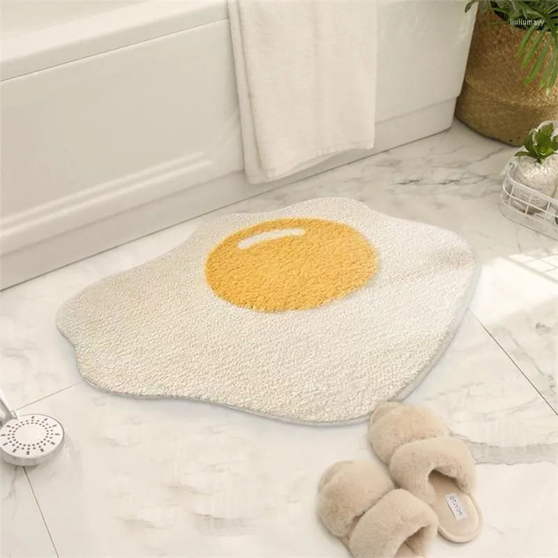 Bath Mats Poached Egg ShapeAnti-slip Floor Mat Creative Doormat Soft Comfortable Absorbent Living Room Entrance Bathroom