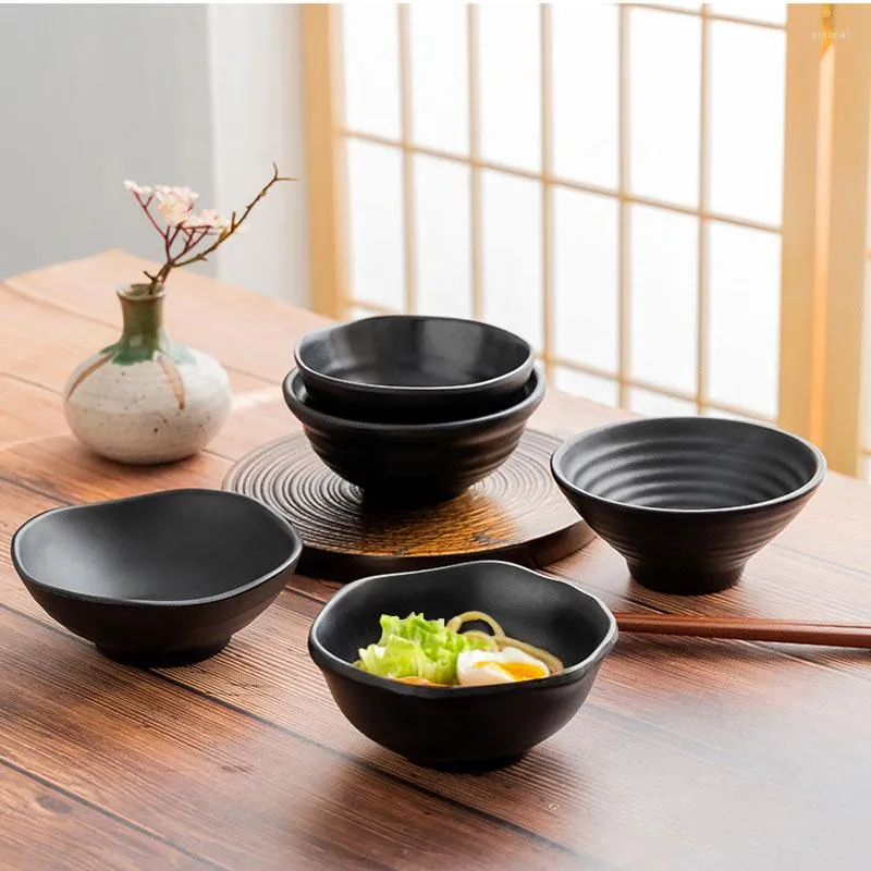 Bowls Black Bowl A5 Melamine Frost Porcelain Imitation Sugar Sauce Relish Rice Soup Mini Pot Noodle El Tableware Fast