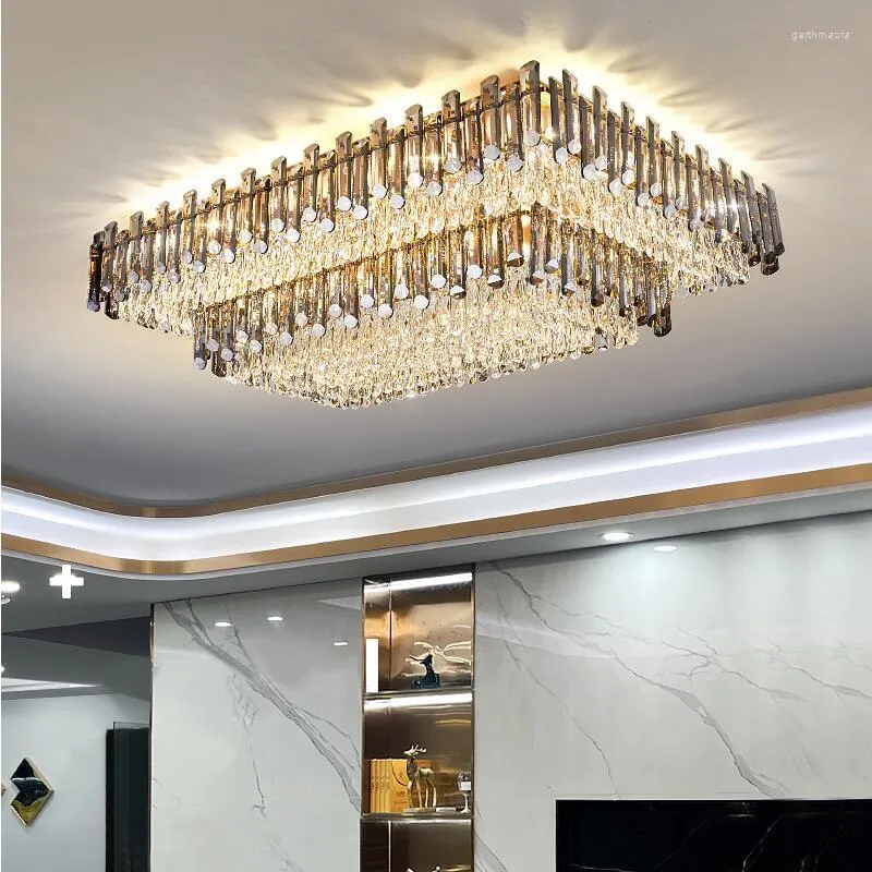 Chandeliers The Luxury Modern Crystal Chandelier Illumines Living Room Ceiling With 110V220v Rectangular Lamps