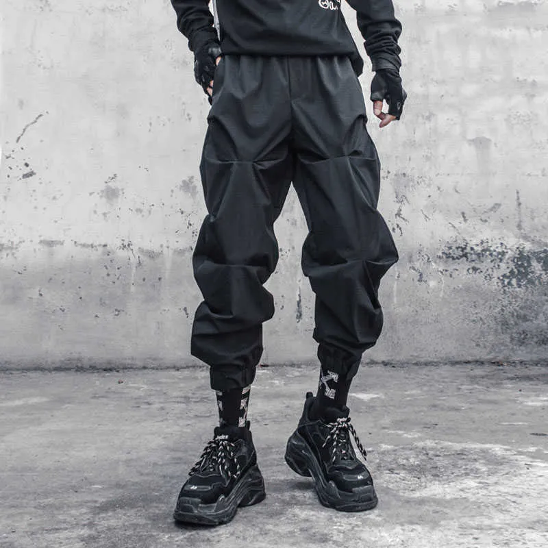 Calças masculinas Houzhou Techwear Punk Harem Pants Men Black Troushers Masculino Darkwear Japonês Moda Hip Hop Hippie casual STREETHEAT DE STREETHEAÇÃO Z0225