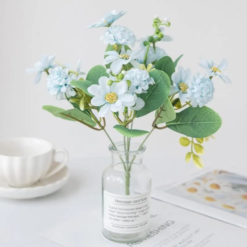 Fleurs décoratives soie marguerite hortensia artificielle mariage Bouquet fête Table à manger pour la décoration de la maison accessoires guirlande Scrapbook
