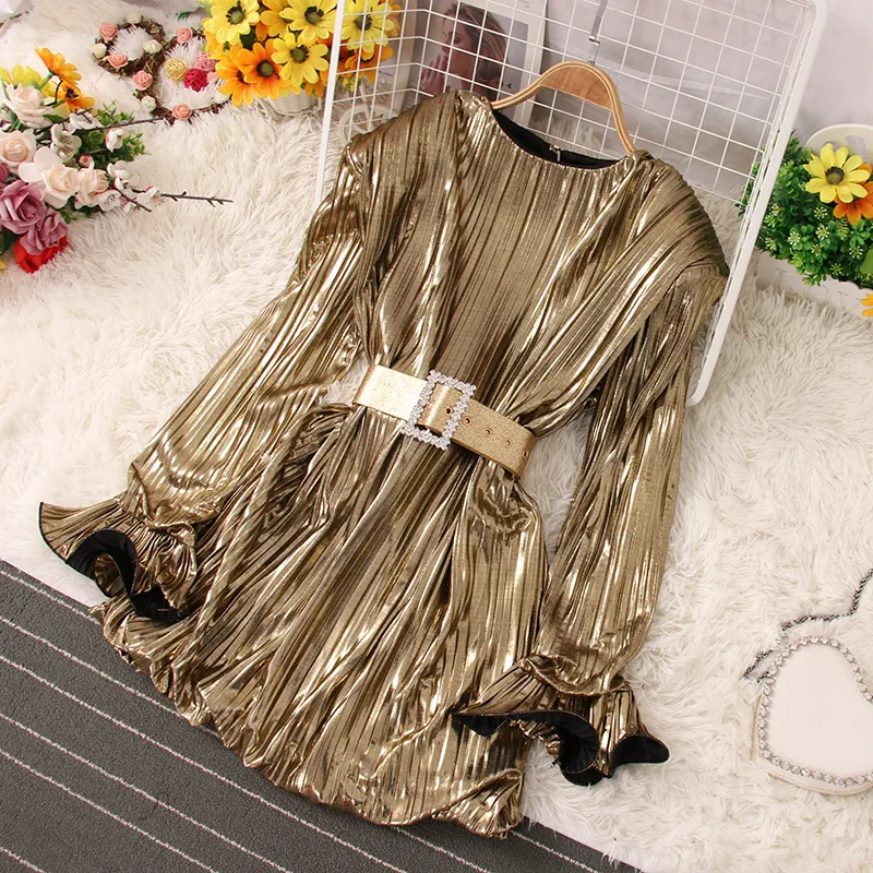Elegant Party Dress Women - Ruffled Pleated Mini Dress with Long Sleeves - Fashion Tunic Vestidos Robe 2025 Elegant Party Dress Women - Ruffled Pleated Mini Dress with Long Sleeves - Fashion Tunic Vestidos Robe 2025