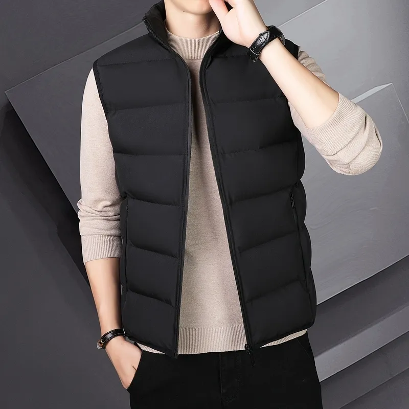 Men s vesten casual down cotton heren s lente en herfst winter Koreaanse versie trend draag een vest warme schouderjas 230225