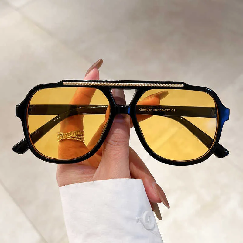 Occhiali da sole kammpt goggle quadrata vintage per uomini donne alla moda retrò a doppio ponte sfumature di brand marchio gradiente UV400 occhiali da sole G230225