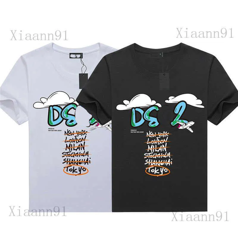 Novo designer de moda DSQ Classic camiseta masculina e feminina casual dsquare camiseta Summer Letter Print manga curta High Street Trend moletom lazer