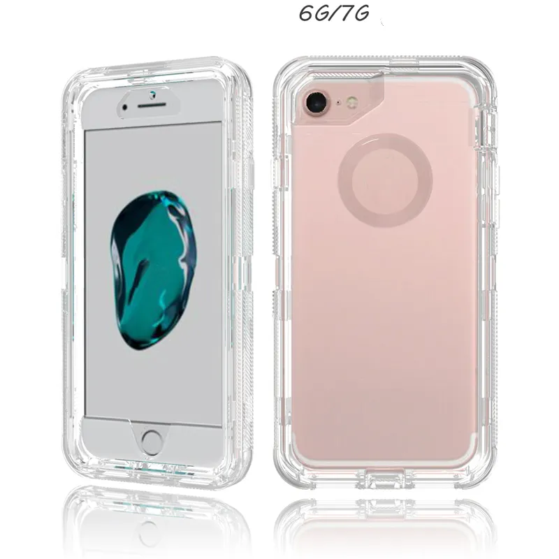 Capas transparentes para celular TPU PC para iphone 6 7 8 Plus Soft TPU rígida capa traseira para PC