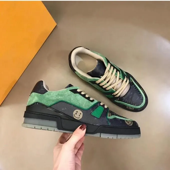 2023 Designer Sports Sapatos Sapatos Virgil Treinador Casual Sapatos Calfskin Leather Abloh Branco Verde Verde Red Letter Plata