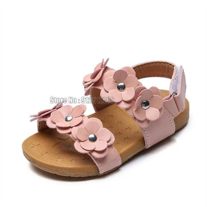 Sandaler Baby Girl Medium Kids Sandaler Floral Sweet Princess Soft Quality Children Beach Girls Shoes Z0225