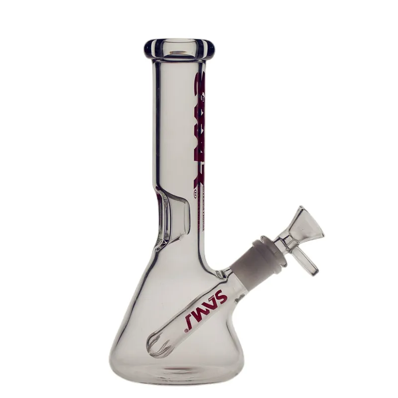 Saml 21cm Tall Beaker Bong Hookahs Mini Bongs Glass Travel Dab Rig Diffusion Percolate joint size 14.4mm PG3008