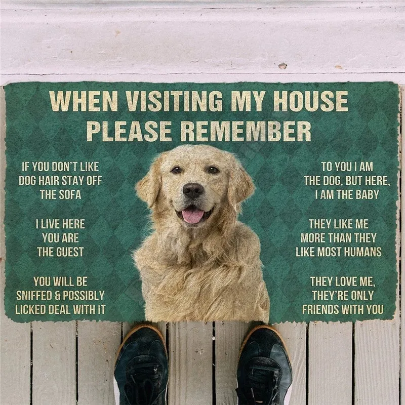 Tapijt Rlease Remember Golden Retriever deurmat 3D Gedrukt mijn hond non -slip deur vloermatten decor veranda 230227
