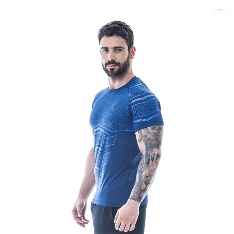 Heren t shirts 2023 Compressie Sneldrogende t-shirt Fitness Slim Fit korte mouw kleding mode vrije tijd o-neck geprint T-shirt