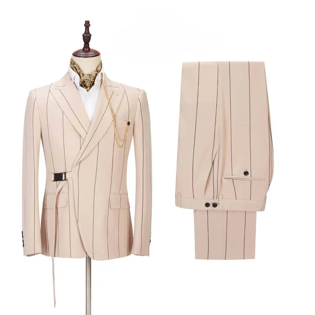 Blazers Costume Homme Fashion Wide Stripe Prom Slim Fit Tuxedo Groom Terno Masculino Blazer 230227 17 393 DHgate