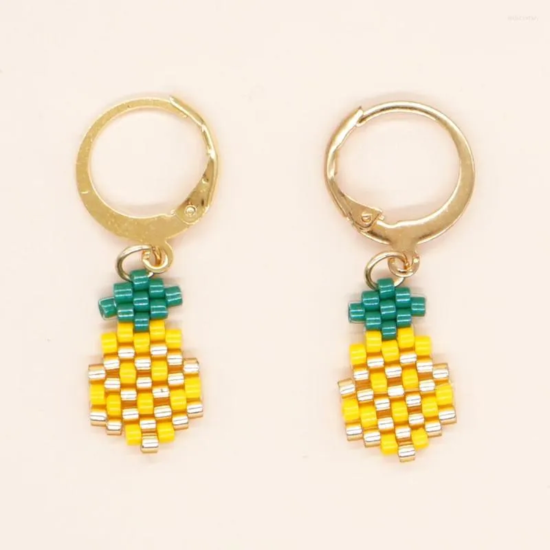 Boucles d'oreilles pendantes Go2Boho arrivée jaune ananas boucle d'oreille bohême bijoux Miyuki perles à la main cerceau cadeaux pour les femmes