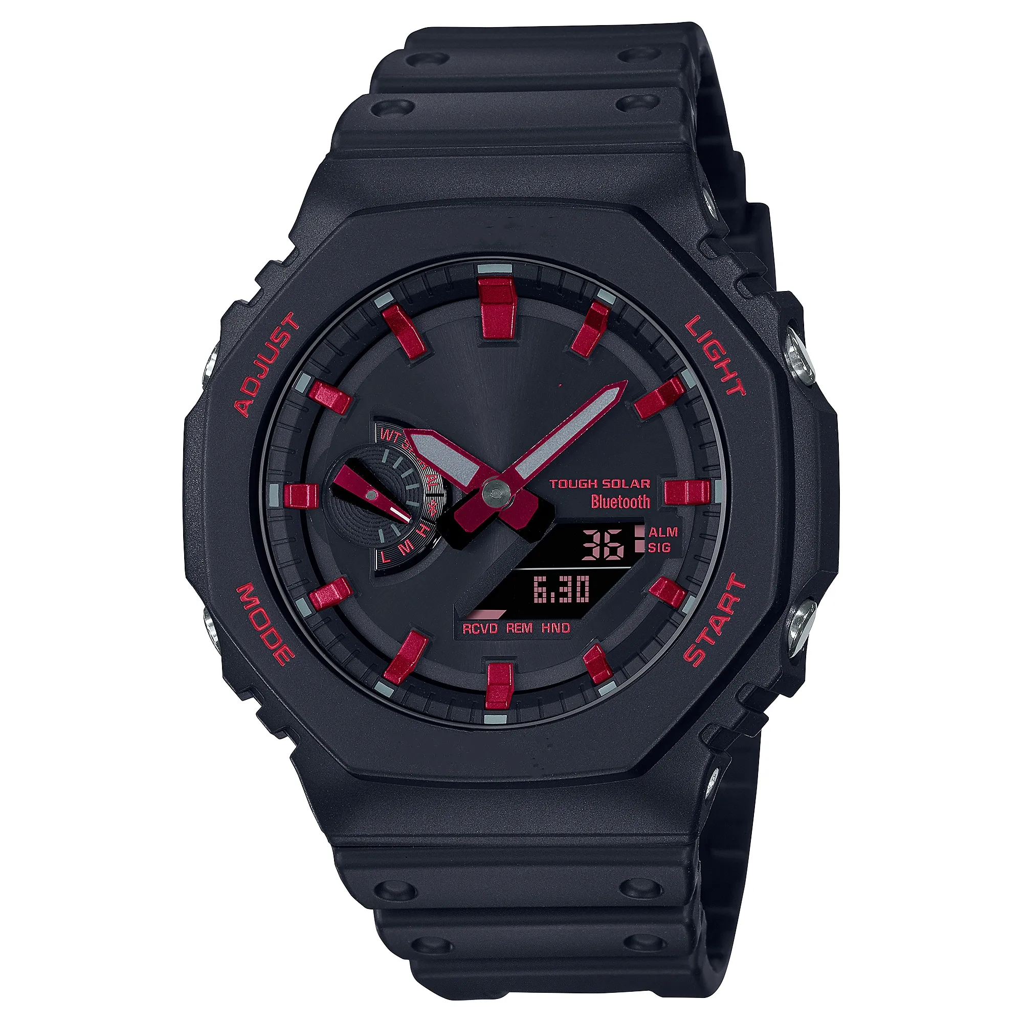 Montre à quartz de sport numérique unisexe 2100 Montre de choc originale Assemblage détachable Étanche Heure mondiale Cadran étanche LED ultra mince Série GA Oak