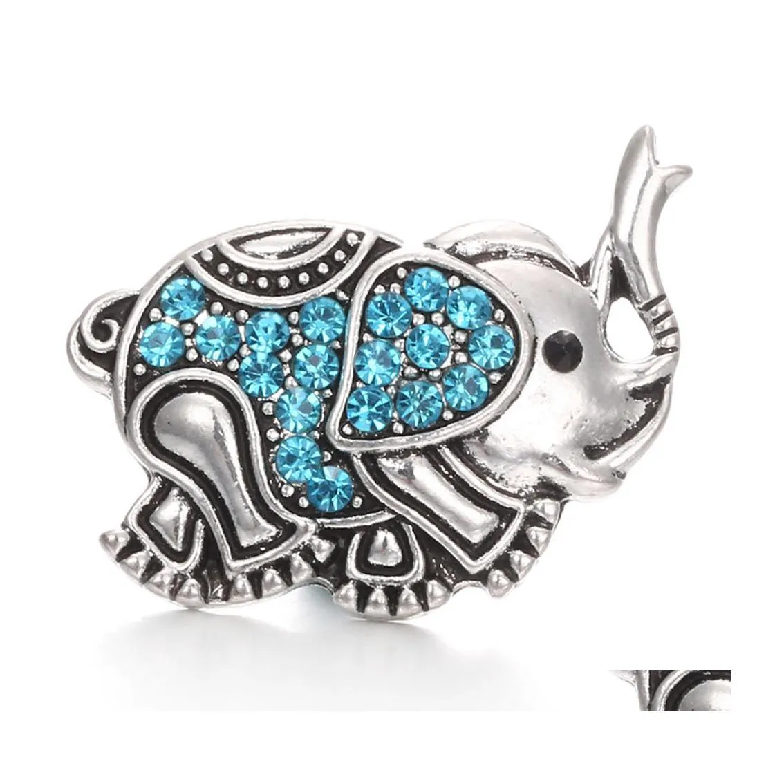 CAR DVR Annat Snap -knapp smyckekomponent Rhinestone Elephant 18mm Metal Snaps Knappar Fit Armband Bangle Noosa A036 Drop Leverans Findin DHYMQ