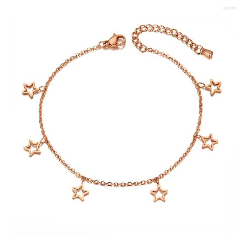 Anklets Lokeerlry Bohemia ze stali nierdzewnej plaża urok Foot Foot Jewelry Hollow Star Sain Link for Women Bijoux femme La20006